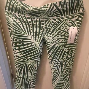 J. Crew Green Leaf Pattern Leggings